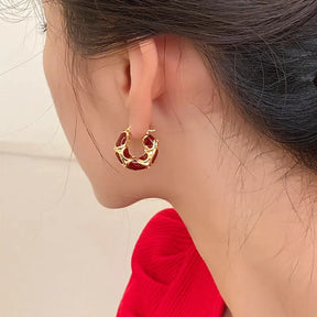 Emaille Strass-Hoop-Ohrstecker aus Edelstahl