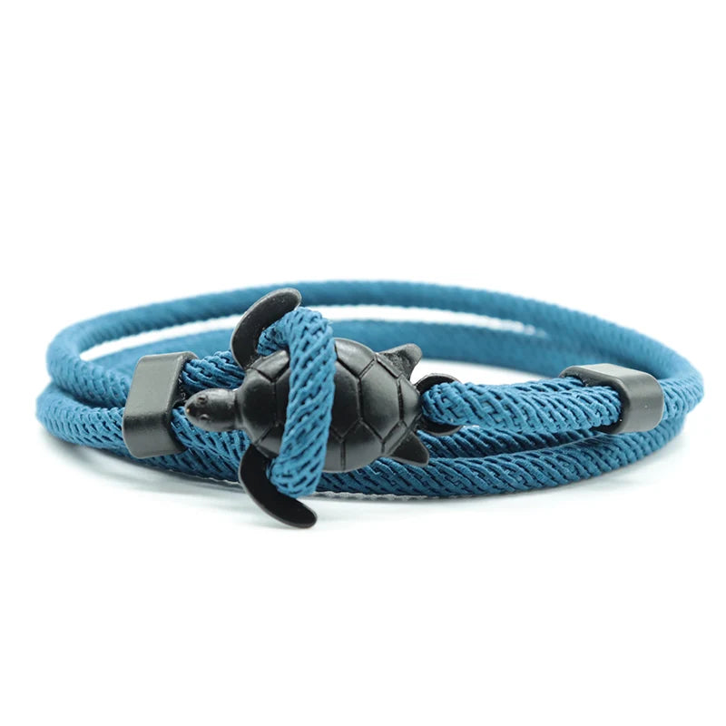 Armband mit Meerestier-Schildkröte – Multilayer, Verstellbar, Seil-Armband, Nautisches Zubehör