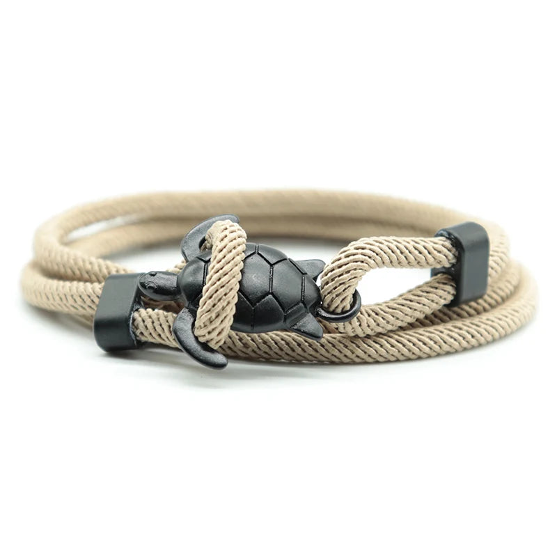 Armband mit Meerestier-Schildkröte – Multilayer, Verstellbar, Seil-Armband, Nautisches Zubehör