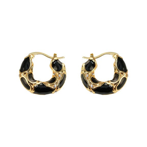 Emaille Strass-Hoop-Ohrstecker aus Edelstahl