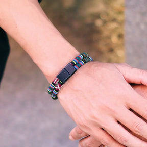 Seilarmband mit abnehmbarem Magnetverschluss – Doppellagiges Boho-Stoffdesign