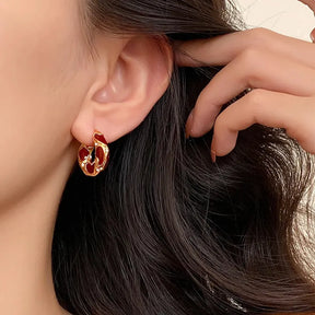 Emaille Strass-Hoop-Ohrstecker aus Edelstahl