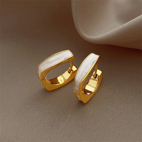 Emaille Strass-Hoop-Ohrstecker aus Edelstahl