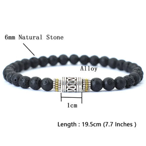 Minimalistisches 6mm Naturstein-Armband – Sanskrit, Yoga & Meditation, Rote Glücksperlen