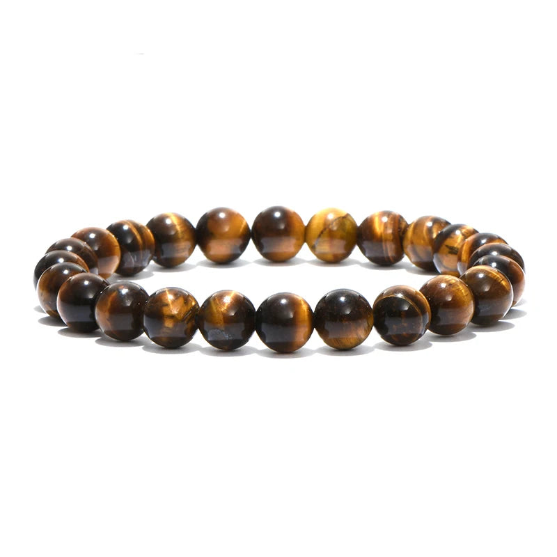 100% Echtes Natur-Tigerauge-Armband – 6/8/10/12mm Glatte Perlen