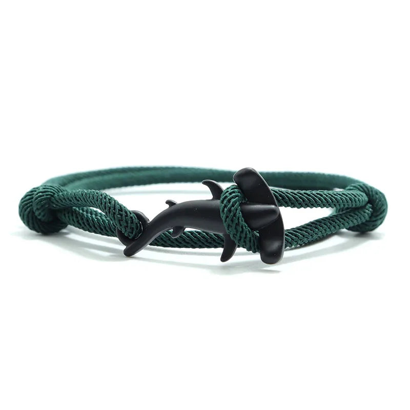 Handgefertigtes, verstellbares Armband mit Meeres-Tier-Symbolen, Doppellagiges Seil, Surfer-Style